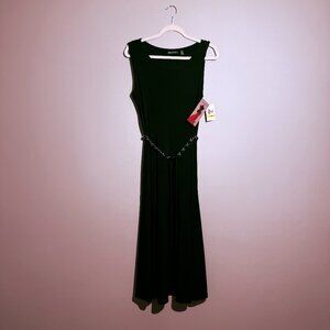 Black Sleeveless Dress with silver/black belt